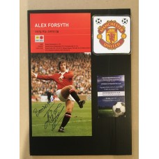 Signed picture of Alex Forsyth the former Manchester United footballer.